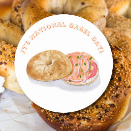 Wasserfarbe Bagels Rauchlachs Nationalfeiertag Runder Aufkleber