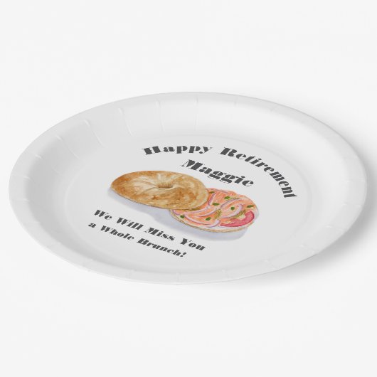 Wasserfarbe Bagels Rauchlachs Ruhestand Brunch Pappteller (Schrägansicht)