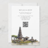 Wasserfarbe Bali-Tempel QR-Code Hochzeit Einladung (Rückseite)