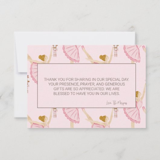 Wasserfarbe Ballerina Nutcracker Dankeschön Karte (Rückseite)