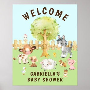 Wasserfarbe Barnyard Animals Baby Shoster Poster