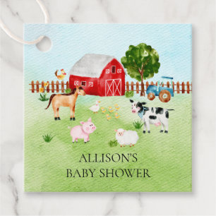 Wasserfarbe Barnyard Tiere Baby Dusche Gefallen Geschenkanhänger