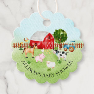 Wasserfarbe Barnyard Tiere Baby Dusche Gefallen Geschenkanhänger