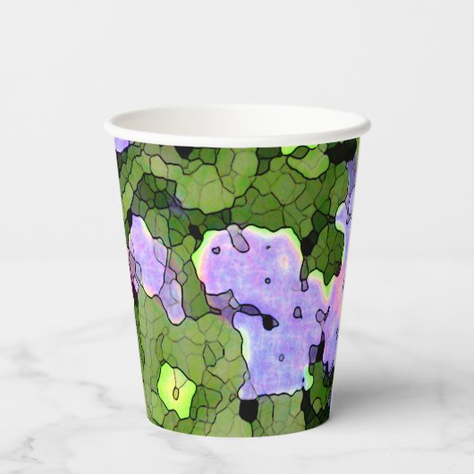 Wasserfarbe Batik Hydrangeas Pappbecher (Rückseite)