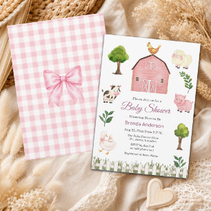 Wasserfarbe Bauernhof Tiere Barnyard Baby Shower Einladung