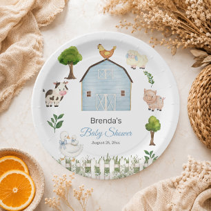 Wasserfarbe Bauernhof Tiere Barnyard Baby Shower Pappteller