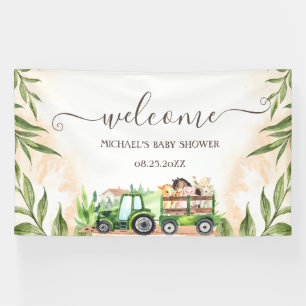 Wasserfarbe Bauernhof Tiere Traktor Baby Shower Banner