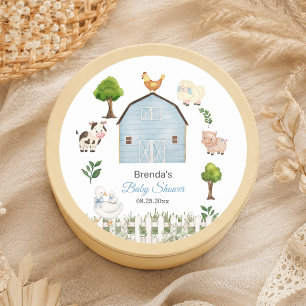 Wasserfarbe Bauernhoftiere Barnyard Baby Shower Runder Aufkleber