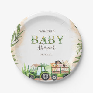 Wasserfarbe Bauernhoftiere Traktor Baby Shower  Pappteller