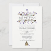 Wasserfarbe Baumwolle Lavender Bat Mitzvah Einladung (Vorderseite)