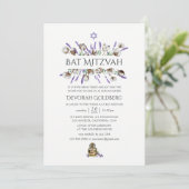 Wasserfarbe Baumwolle Lavender Bat Mitzvah Einladung (Stehend Vorderseite)