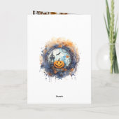 Wasserfarbe Beängstigende Pumpkin Foto Happy Hallo Karte (Rückseite)