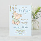 Wasserfarbe Bearly Wait Teddy Bear Garland Invitat Einladung (Stehend Vorderseite)