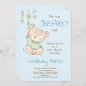 Wasserfarbe Bearly Wait Teddy Bear Garland Invitat Einladung (Vorne/Hinten)