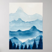 Wasserfarbe Bergkulisse Poster (Vorne)
