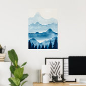 Wasserfarbe Bergkulisse Poster (Heimbüro)