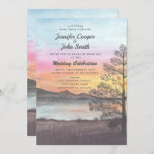 Wasserfarbe Bergsee Aussicht Hochzeit Einladung (Vorne/Hinten)