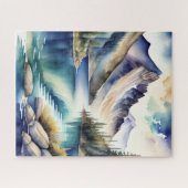 Wasserfarbe Bergsee Szene 4:5 Poster Puzzle (Horizontal)