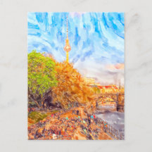 Wasserfarbe Berlin. Abend-Stimmung in Monbijoupark