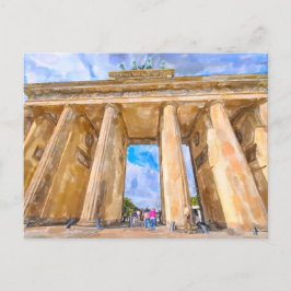 Wasserfarbe Berlin. Brandenburger Tor. Postkarte