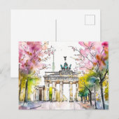 Wasserfarbe Berlin Frühling Brandenburg Tor Postkarte (Vorne/Hinten)