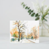 Wasserfarbe Berlin Funkturm Herbst Postkarte (Stehend Vorderseite)