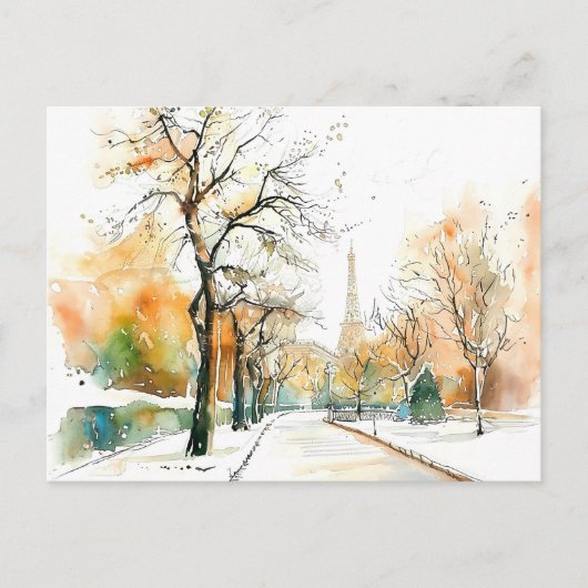 Wasserfarbe Berlin Funkturm Herbst Postkarte (Vorderseite)