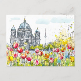 Wasserfarbe Berlin Mitte Kathedrale Spring Beschre Postkarte