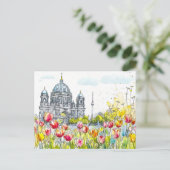 Wasserfarbe Berlin Mitte Kathedrale Spring Beschre Postkarte (Stehend Vorderseite)