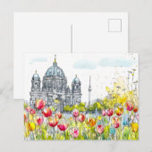 Wasserfarbe Berlin Mitte Kathedrale Spring Beschre Postkarte (Vorne/Hinten)