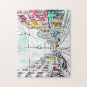 Wasserfarbe Berlin Mitte und Fernsehturm Puzzle (Vertikal)