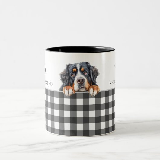 Wasserfarbe Berner Hund Schwarz-weiß Kariert Zweifarbige Tasse (Mittel)
