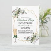 Wasserfarbe Berries Grün Weihnachtsgebäck Party Gl Einladung (Stehend Vorderseite)