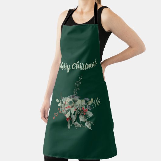 Wasserfarbe Berries Grüne Frohe Weihnachten Schürze (InSitu)