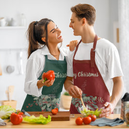 Wasserfarbe Berries Grüne Frohe Weihnachten Schürze