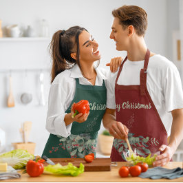 Wasserfarbe Berries Grüne Frohe Weihnachten Schürze