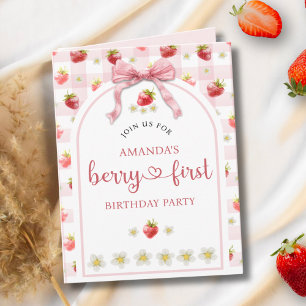 Wasserfarbe Berry Erster 1. Strawberry Geburtstag Einladung
