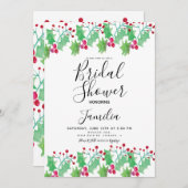 Wasserfarbe Berry Greenery Gemäldetes Brautparty Einladung (Vorne/Hinten)