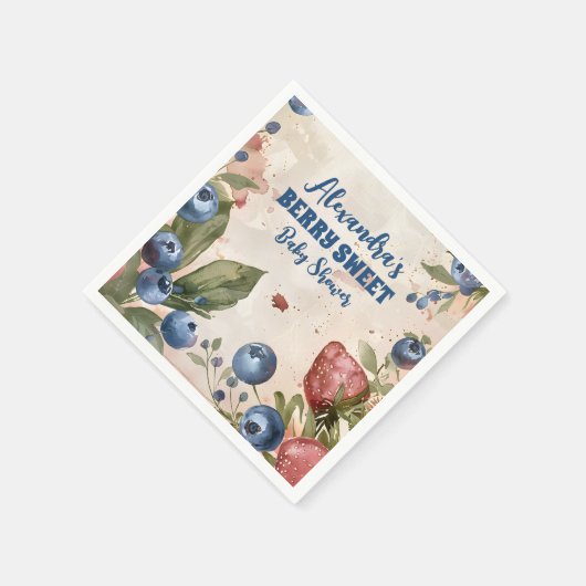 Wasserfarbe Berry Sweet Baby Dusche Serviette (Ecke)