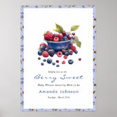 Wasserfarbe Berry Sweet Blueberries Babydusche Poster (Vorne)
