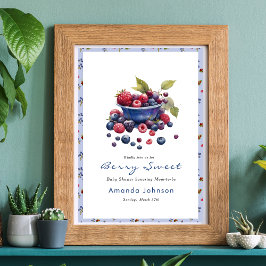 Wasserfarbe Berry Sweet Blueberries Babydusche Poster