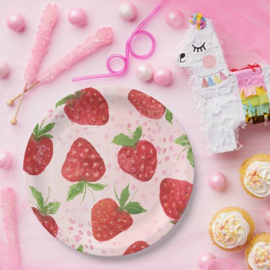 Wasserfarbe Berry Sweet Strawberry Dusche Pappteller (Party)