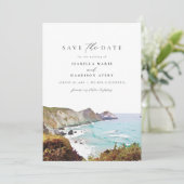 Wasserfarbe Big Sur Kalifornien Küste Save the Dat Einladung (Stehend Vorderseite)