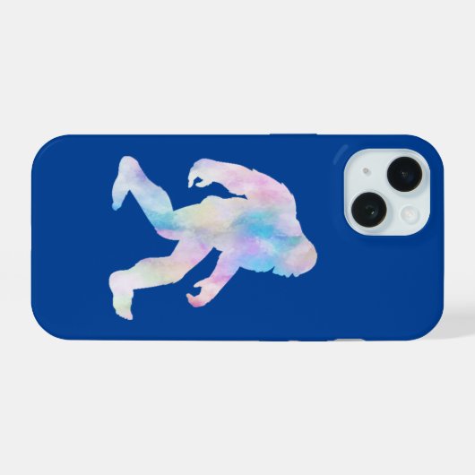 Wasserfarbe Bigfoot iPhone 15 Hülle (Rückseite (Horizontal))
