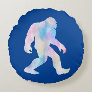 Wasserfarbe Bigfoot Rundes Kissen