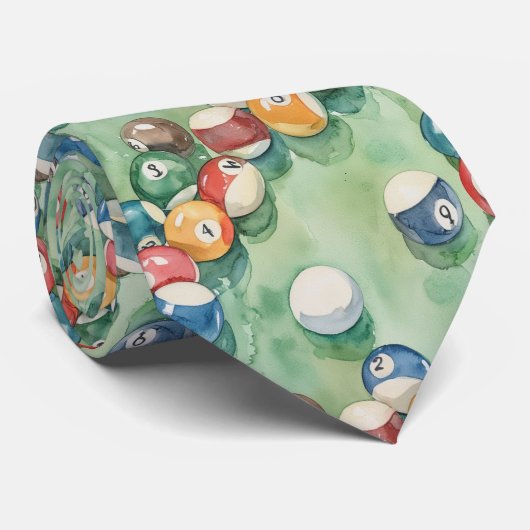 Wasserfarbe Billardtisch Billard Bunter Schlips Krawatte (Gerollt)