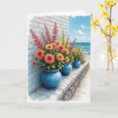 Wasserfarbe Birthday Beach Dahlias Karte (Gelbe Blume)
