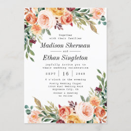 Wasserfarbe Bläserner Elegante Rosa Burgund Hochze Einladung