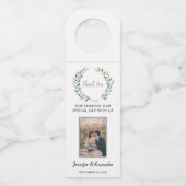 Wasserfarbe Blätter Foto Ehepaar Hochzeit Vielen D Flaschenanhänger (Vorderseite)