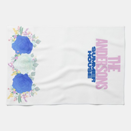 Wasserfarbe Blau Abstrakte Küche Handtuch (Horizontal)